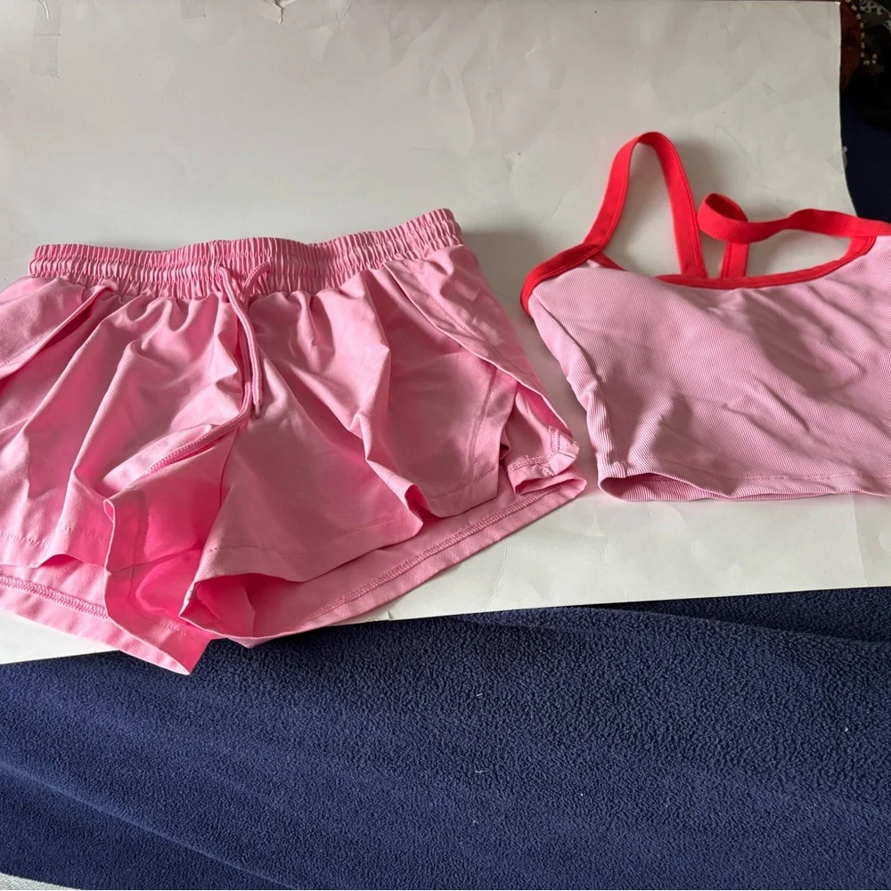 Women's Pink Tankini Crop Top & Swim Shorts Set - Picture 6 of 7